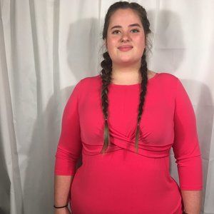 Alfani Top Flamingo Pink criss cross strap trim 1X